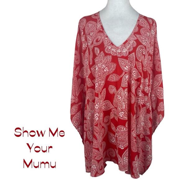 Show Me Your Mumu Red White Coastal Cruise Vacation Kaftan Tunic Top NWOT Size S - Picture 2 of 13